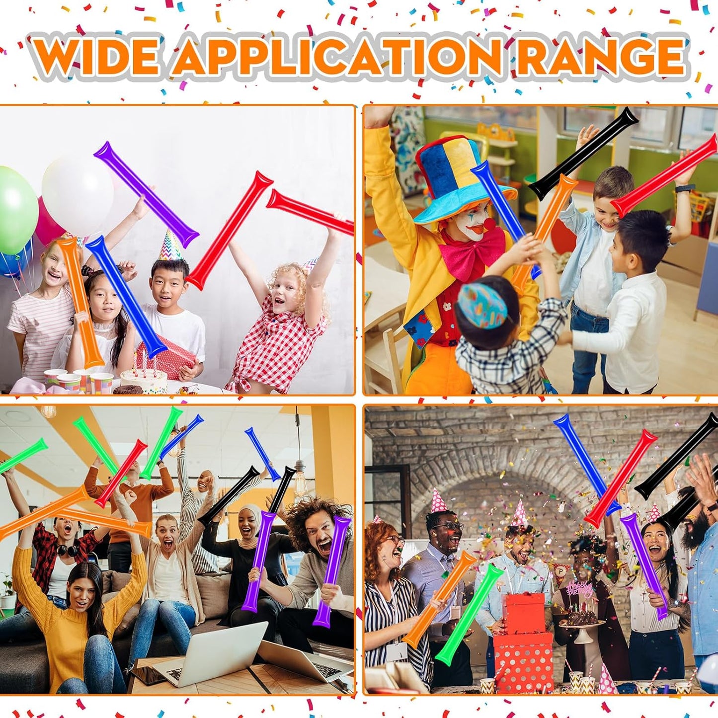 50 PCS Thunder Sticks Thicken Plastic Cheersticks Inflatable Thunder Sticks Sporting Events Team Spirit Cheersticks Sporting Cheers Basketball Football Dance Party