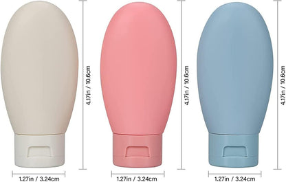 Travel Bottles, 3 PCS Travel Containers for Toiletries, Leak-Proof Refillable Squeezable Travel Bottles Set for Shampoo, Body Wash and Travel