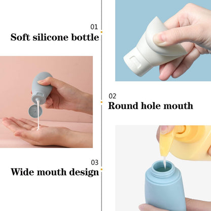 Travel Bottles, 3 PCS Travel Containers for Toiletries, Leak-Proof Refillable Squeezable Travel Bottles Set for Shampoo, Body Wash and Travel