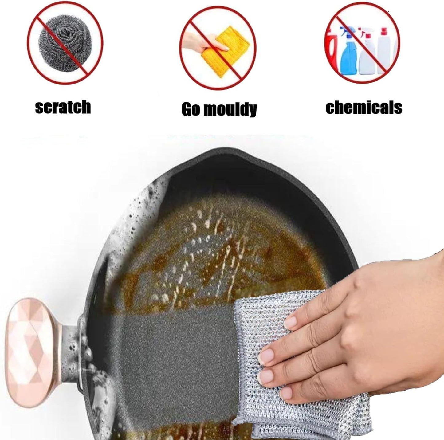 Wire Mesh Cleaning Cloth,Non Scratch Wire Dishcloth,Wire Dishwashing Rags,Multipurpose Metal Miracle Washing Rag,Reusable Steel Wool Scrubber for Kitchen Cleaning(10pcs)Suitable for Dishes,Pots, Dish
