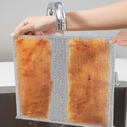 Wire Mesh Cleaning Cloth,Non Scratch Wire Dishcloth,Wire Dishwashing Rags,Multipurpose Metal Miracle Washing Rag,Reusable Steel Wool Scrubber for Kitchen Cleaning(10pcs)Suitable for Dishes,Pots, Dish