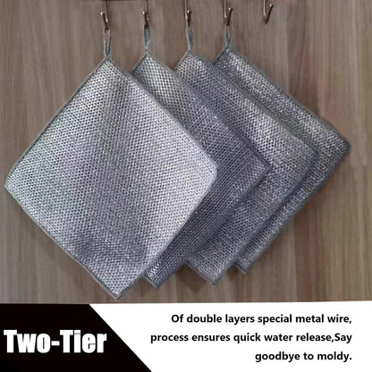 Wire Mesh Cleaning Cloth,Non Scratch Wire Dishcloth,Wire Dishwashing Rags,Multipurpose Metal Miracle Washing Rag,Reusable Steel Wool Scrubber for Kitchen Cleaning(10pcs)Suitable for Dishes,Pots, Dish