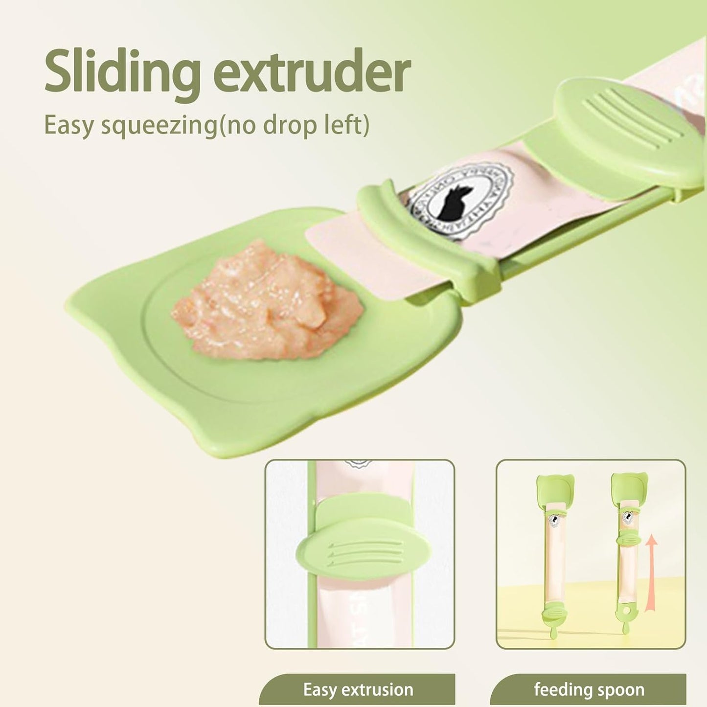 2 Pcs Cat Strip Feeders, Cute Head Shape Squeeze Spoon Multifunctional 2-in-1 Food Dispenser Treat Spoon for Wet Food Pet Supplies