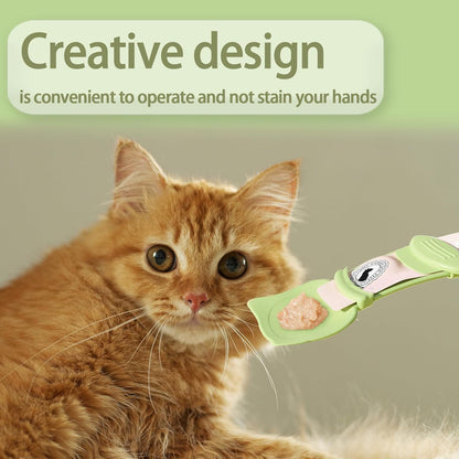 2 Pcs Cat Strip Feeders, Cute Head Shape Squeeze Spoon Multifunctional 2-in-1 Food Dispenser Treat Spoon for Wet Food Pet Supplies