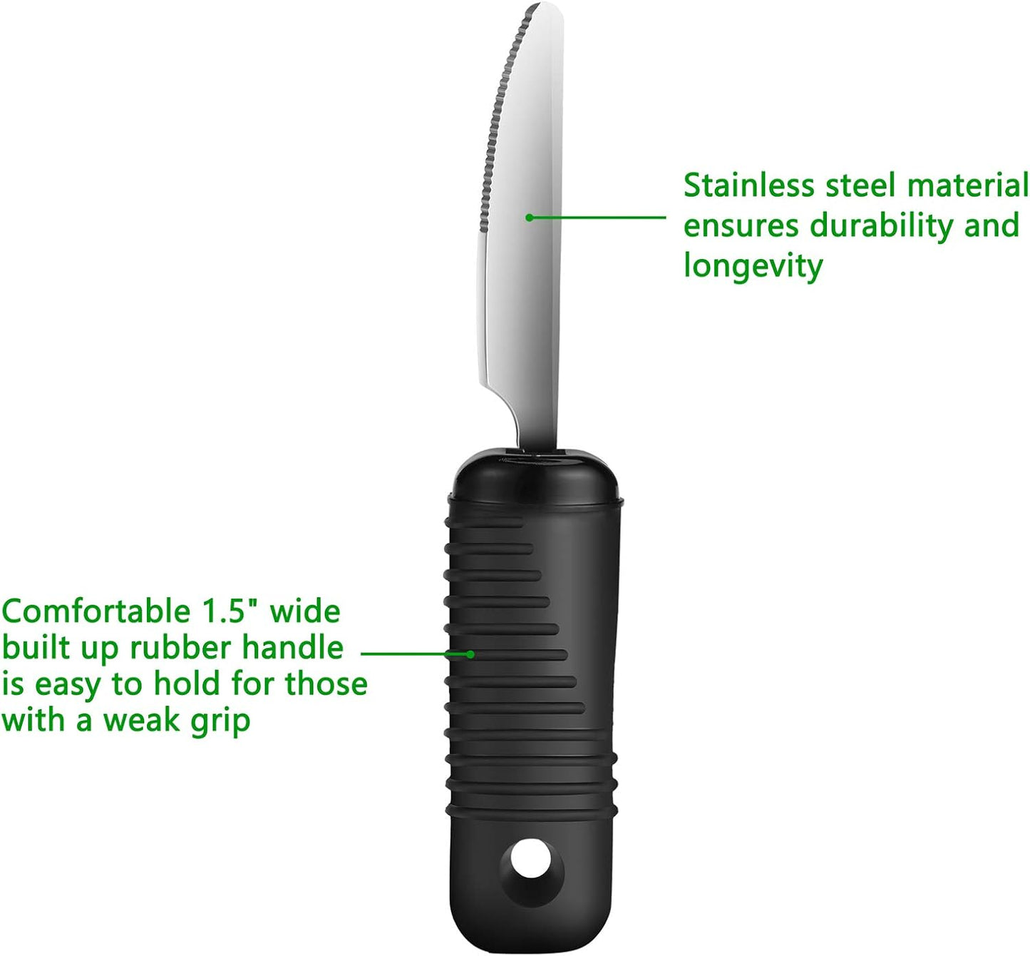 YPC Adaptive Utensils,Easy Grip Silverware,Built Up Bendable Fork,Teaspoon,Tablespoon and Knife for Tremors,Adults,Elderly,Arthritis and Parkinsons,4 Piece Set