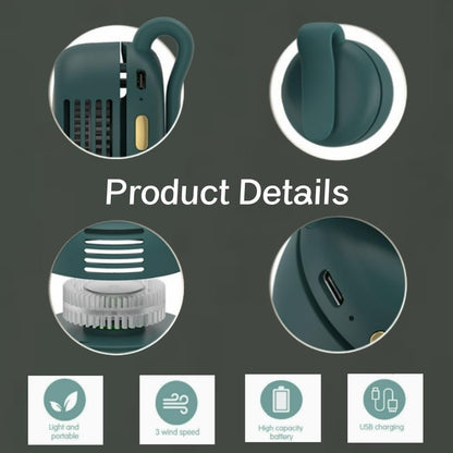 Portable Silent Mini Bladeless Fan Clip On, Portable silent mini bladeless electric fan, 3 Speeds Hands-Free Neck Fans Hanging Waist Clip Bladeless Fans for Girlfriend Summer Gift (White+Green)