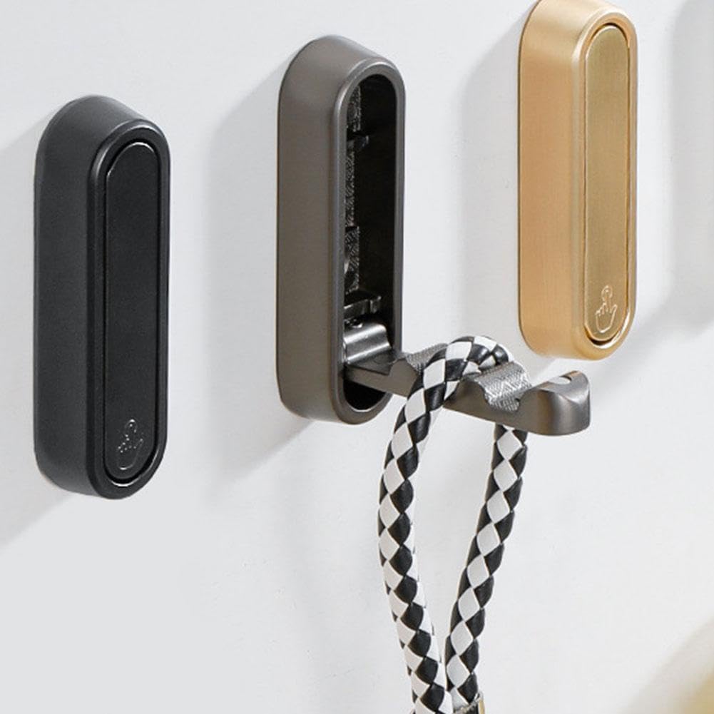 Folding Wall Hook, 2025 New Flip Down Hook Folding Heavy-Duty Coat Hooks Wall, Invisible Foldable Valet Hooks for Hanging Coats, Scarves, Hats, Bathrobes, Keys, Bags (Brown)