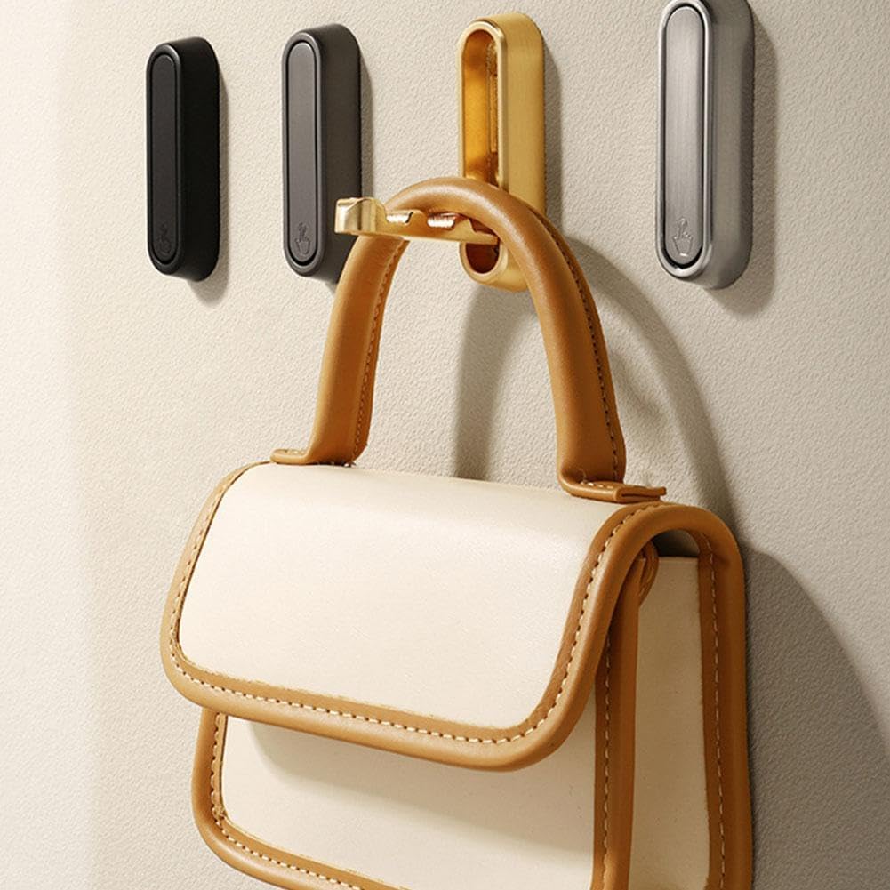 Folding Wall Hook, 2025 New Flip Down Hook Folding Heavy-Duty Coat Hooks Wall, Invisible Foldable Valet Hooks for Hanging Coats, Scarves, Hats, Bathrobes, Keys, Bags (Brown)