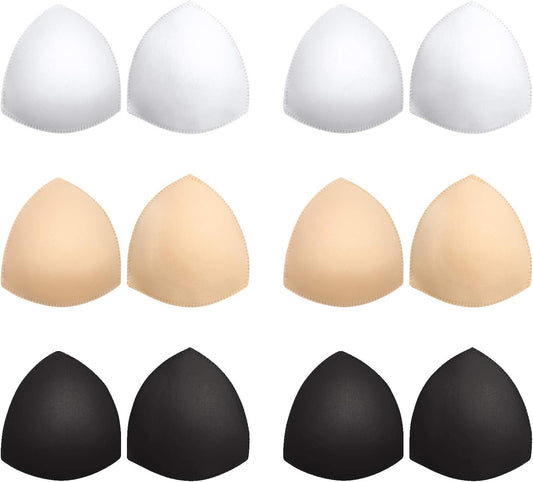 Bra Pads Inserts 6 Pairs, Bra Cups Inserts, Removable Breast Enhancers Inserts for Women (Beige, Black, White)