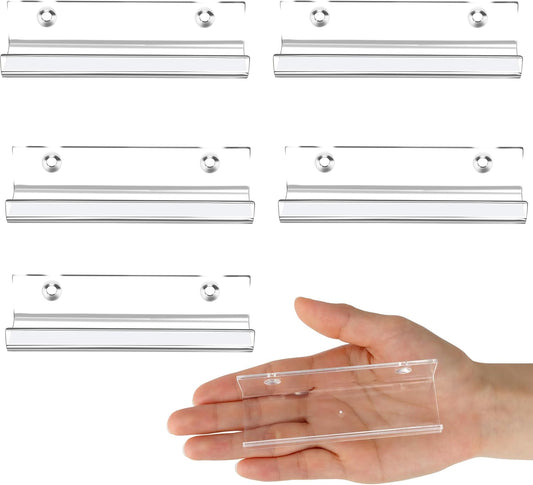 6 Pack Clear Vinyl Record Shelf Wall Mount Acrylic Album Display Holder Storage Hanger CD Floating Shelf for Home Office, 4 Inch