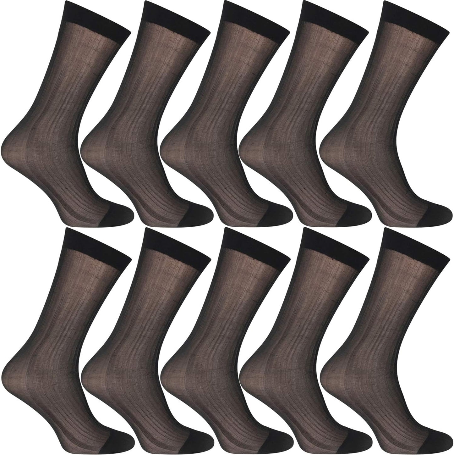 10 Pairs Mens Summer Ultra Thin Socks Silk Sheer Sox Breathable Business Dress Sock Large Size
