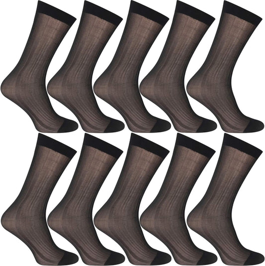 10 Pairs Mens Summer Ultra Thin Socks Silk Sheer Sox Breathable Business Dress Sock Large Size