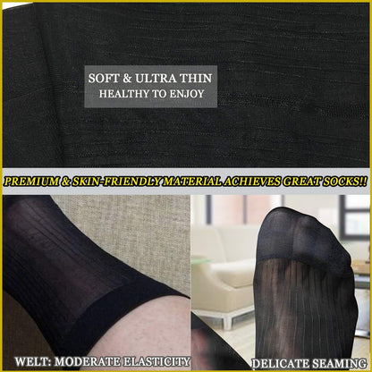 10 Pairs Mens Summer Ultra Thin Socks Silk Sheer Sox Breathable Business Dress Sock Large Size