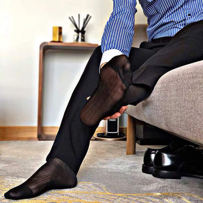 10 Pairs Mens Summer Ultra Thin Socks Silk Sheer Sox Breathable Business Dress Sock Large Size