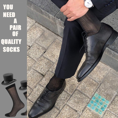 10 Pairs Mens Summer Ultra Thin Socks Silk Sheer Sox Breathable Business Dress Sock Large Size