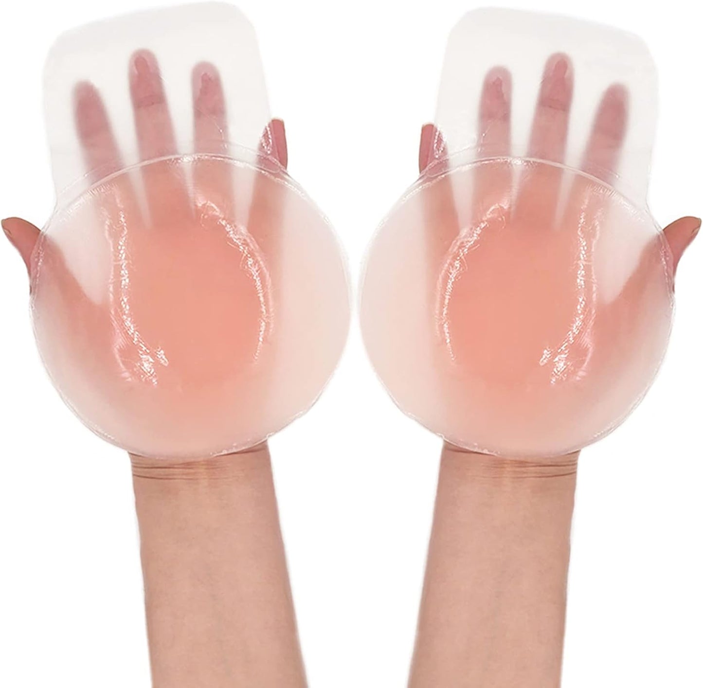 Breast Lift Pasties Nipple Cover: 5.1inch Silicone Sticky Bra for Women Reusable Strapless Boob Petals, Pink, Large