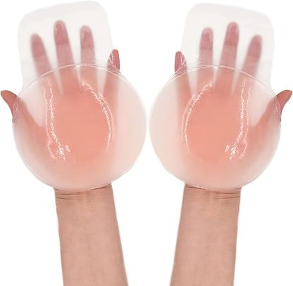 Breast Lift Pasties Nipple Cover: 5.1inch Silicone Sticky Bra for Women Reusable Strapless Boob Petals, Pink, Large