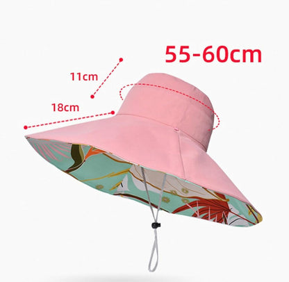 Super Wide Brim Sun Hat for Women Packable Reversible Double-Side-Wear Hats UV Protection Summer Beach Bucket Cap