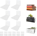 Invisible Floating Bookshelf - Modern White Wall Mount Metal Shelves for Room, Bedroom Bookcase, Small Bookshelf with Minimalist Design, Sleek Storage for Books & Decoratives（6PCS）
