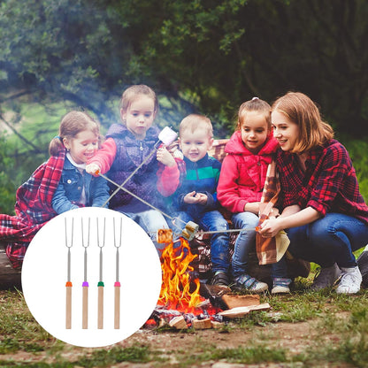 Marshmallow Roasting Sticks Smores Kit Telescoping Long 31 to 81cm Smores Sticks Hot Dog Fork Barbecue Forks for Grilling Campfire Camping BBQ 4 Pack