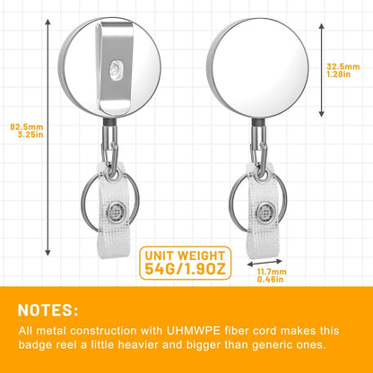 Metal Badge Reels - 3 Pcs Retractable Badge Holder with Belt Clip Key Ring for ID, Key, Name Card Holder