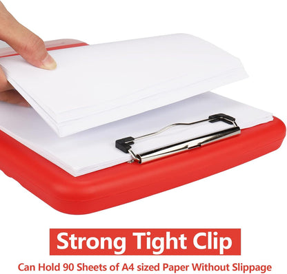 Clipboard with Storage for Office Supplies Clip Boards 8.5x11 with Storage for Nurse,Side Open Nurse Clipboards Foldable Storage Clipboard,Plastic Clipboards with Low Profile Clip Clip Board-Red