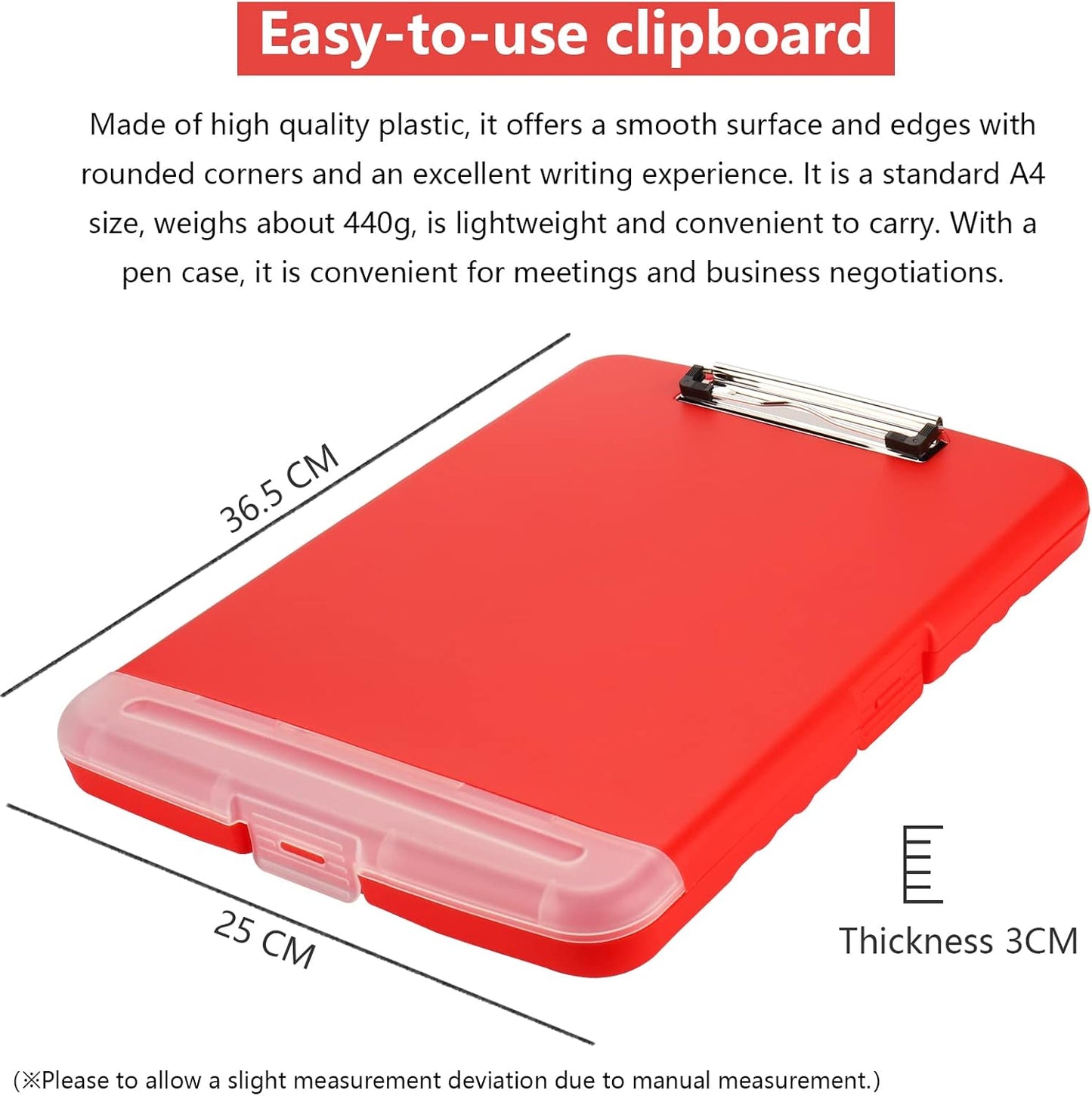 Clipboard with Storage for Office Supplies Clip Boards 8.5x11 with Storage for Nurse,Side Open Nurse Clipboards Foldable Storage Clipboard,Plastic Clipboards with Low Profile Clip Clip Board-Red