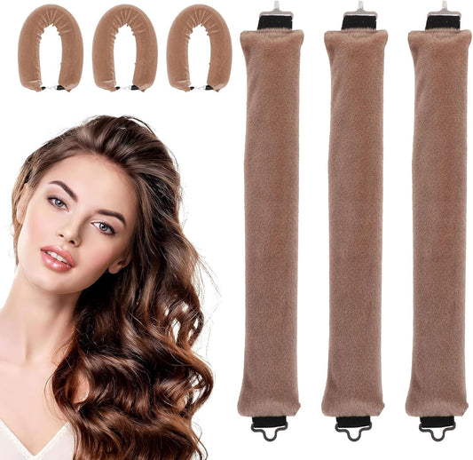 Hair Curlers No Heat, Overnight Blowout, Heatless Hair Curler for All Hairs Types, Soft Heatless Curlers Headband for Sleeping, Hair Rollers Hair Styling Tools for Women Girls (Khaki, 10.6in)
