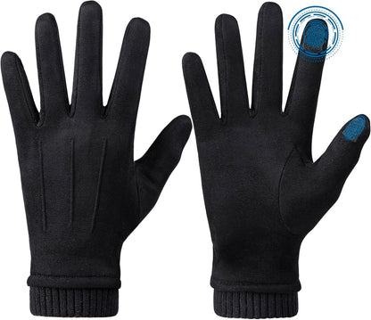 Womens Winter Suede Gloves With Touch Screen Texting Finger Wool Lined Windproof Warm Fashion Dress Gloves