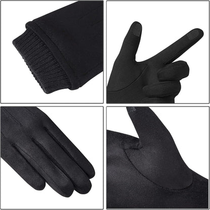 Womens Winter Suede Gloves With Touch Screen Texting Finger Wool Lined Windproof Warm Fashion Dress Gloves