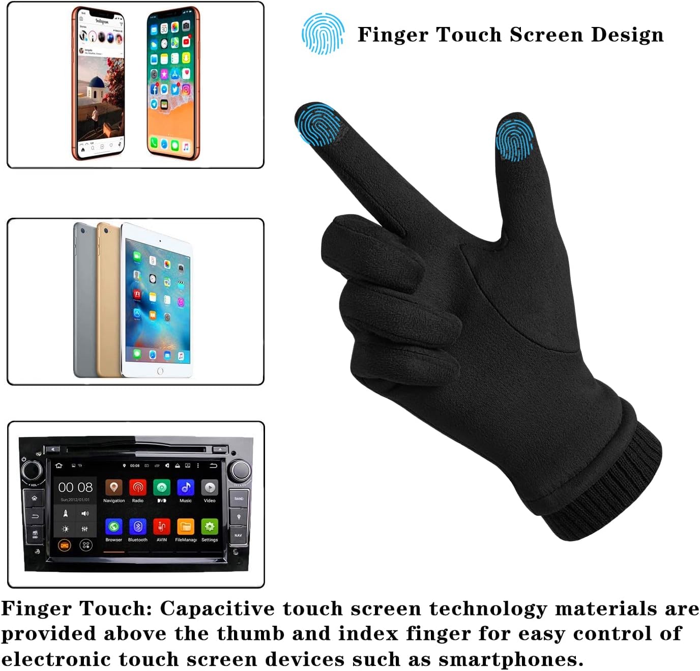Womens Winter Suede Gloves With Touch Screen Texting Finger Wool Lined Windproof Warm Fashion Dress Gloves