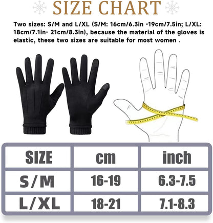 Womens Winter Suede Gloves With Touch Screen Texting Finger Wool Lined Windproof Warm Fashion Dress Gloves