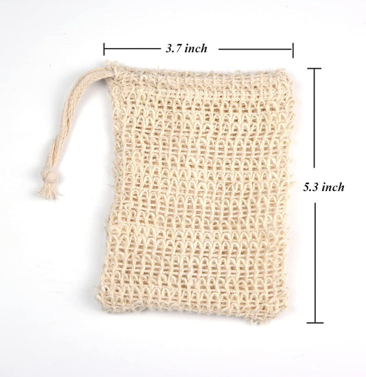 MIFASOO 5 Pack Natural Sisal Soap Saver Bag Zero Waste Mesh Bar Soap Loofah Holder Pouch for Shower