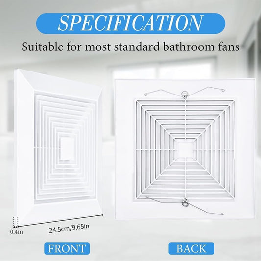 Bathroom Exhaust Fan Cover with Spring,(9"x9"Inches) White Bathroom Ceiling Fan Grille,Replacement Parts for Square Ceiling or Wall-Mount Exhaust,Bathroom Exhaust Fan Cover Ceiling Air Diffuser