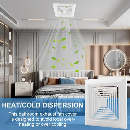 Bathroom Exhaust Fan Cover with Spring,(9"x9"Inches) White Bathroom Ceiling Fan Grille,Replacement Parts for Square Ceiling or Wall-Mount Exhaust,Bathroom Exhaust Fan Cover Ceiling Air Diffuser