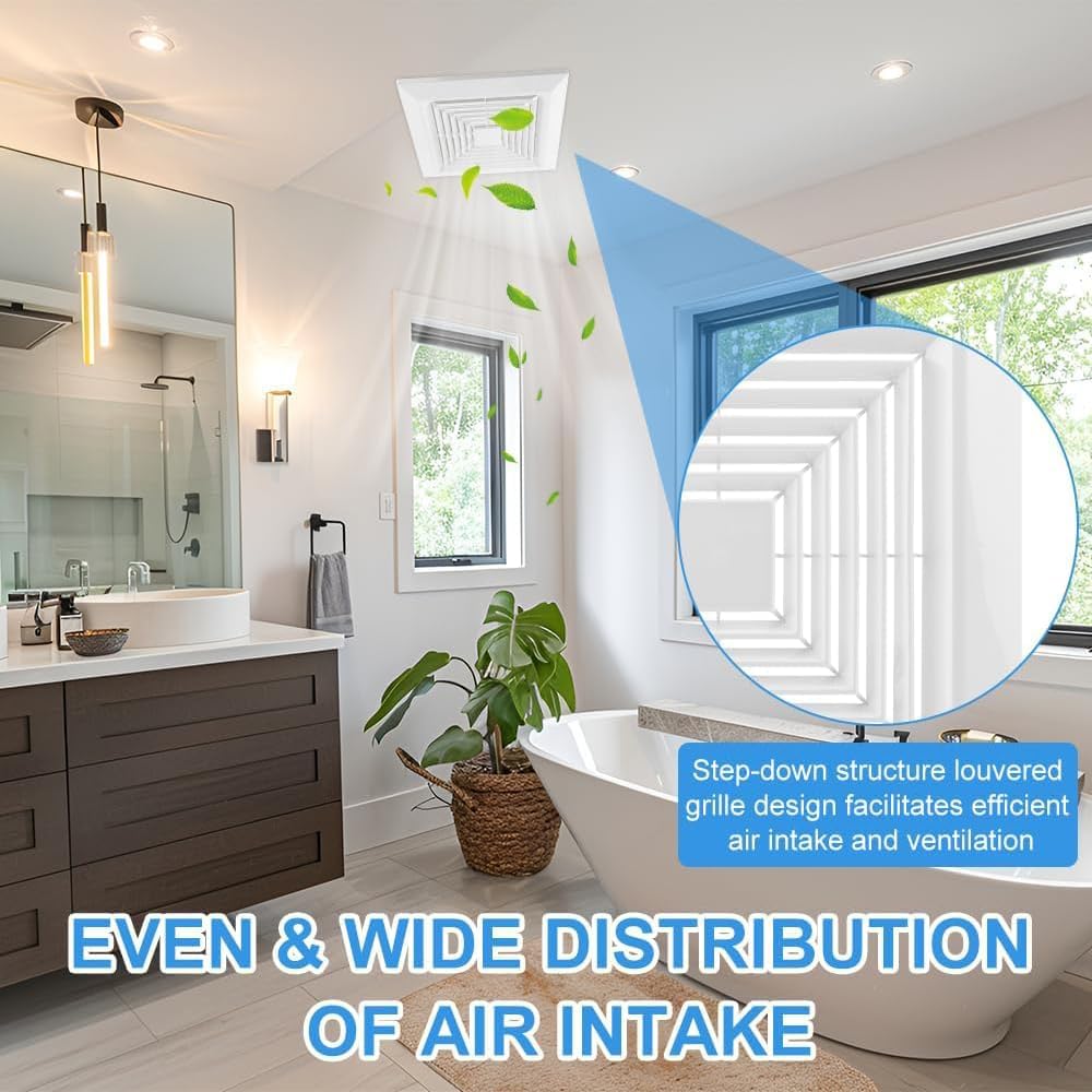 Bathroom Exhaust Fan Cover with Spring,(9"x9"Inches) White Bathroom Ceiling Fan Grille,Replacement Parts for Square Ceiling or Wall-Mount Exhaust,Bathroom Exhaust Fan Cover Ceiling Air Diffuser