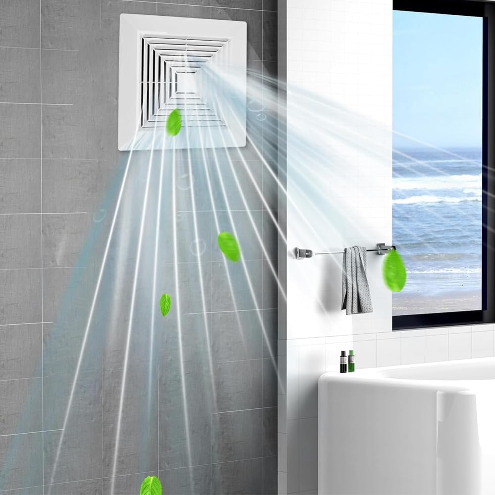 Bathroom Exhaust Fan Cover with Spring,(9"x9"Inches) White Bathroom Ceiling Fan Grille,Replacement Parts for Square Ceiling or Wall-Mount Exhaust,Bathroom Exhaust Fan Cover Ceiling Air Diffuser