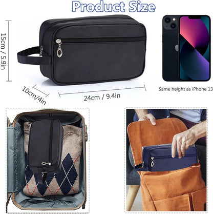 Toiletry Bag for Men,  Portable Travel Wash Bags, Water-Resistant Shaving Bag Gym Shower Bathroom Bag Dopp Kit Make Up Bag Toiletries Accessories Organizer (Black)