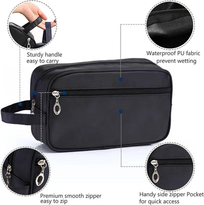 Toiletry Bag for Men,  Portable Travel Wash Bags, Water-Resistant Shaving Bag Gym Shower Bathroom Bag Dopp Kit Make Up Bag Toiletries Accessories Organizer (Black)