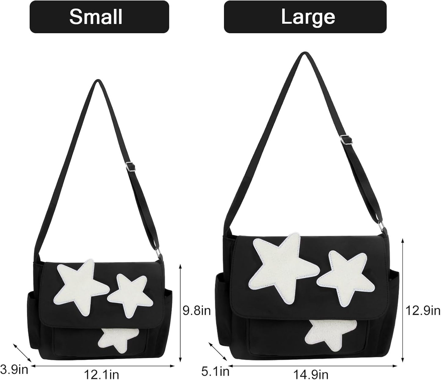 Cute Messenger Bag, Aesthetic Crossbody Bag, Y2K Star Grunge Bag Emo Shoulder Tote Purse for Women