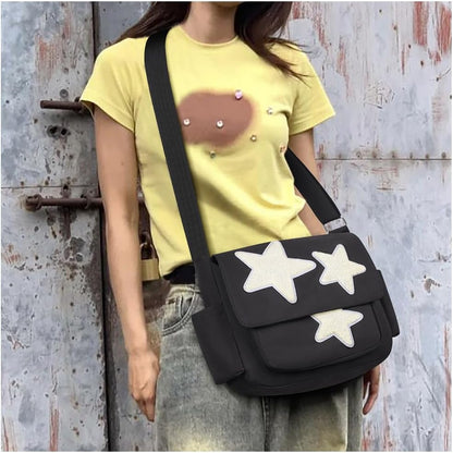 Cute Messenger Bag, Aesthetic Crossbody Bag, Y2K Star Grunge Bag Emo Shoulder Tote Purse for Women