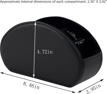 Tv Remote Holder Tray with 5 Compartments,PU Leather Remote Control Holder/Caddy Nightstand Decoration,Placed Media Remote Storage Box/Glasses/Makeup Brush/Office Products/Desktop Organizer (Black)