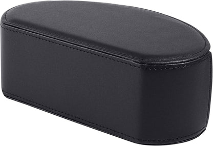 Tv Remote Holder Tray with 5 Compartments,PU Leather Remote Control Holder/Caddy Nightstand Decoration,Placed Media Remote Storage Box/Glasses/Makeup Brush/Office Products/Desktop Organizer (Black)