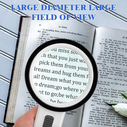 30X Magnifying Glass with Light, 12 LED Illuminated Handheld Magnifier with 8cm Double Glass Lens for Seniors Reading, Crafting, Coins, Jewelry Inspection