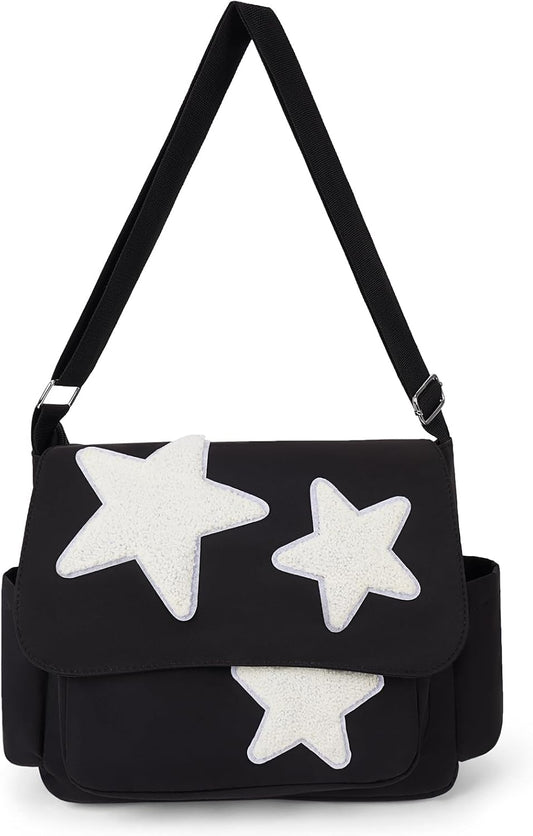 Aesthetic Messenger Bag Cute Tote Bags Y2K Star Shoulder Bag Canvas Tote Bag Kawaii Crossbody Bag for Women