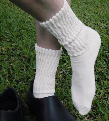 Crew Socks For Women Multipairs Cotton Cushioned Athletic Socks Retro Slouch Socks Mid Calf Rib Tube Socks
