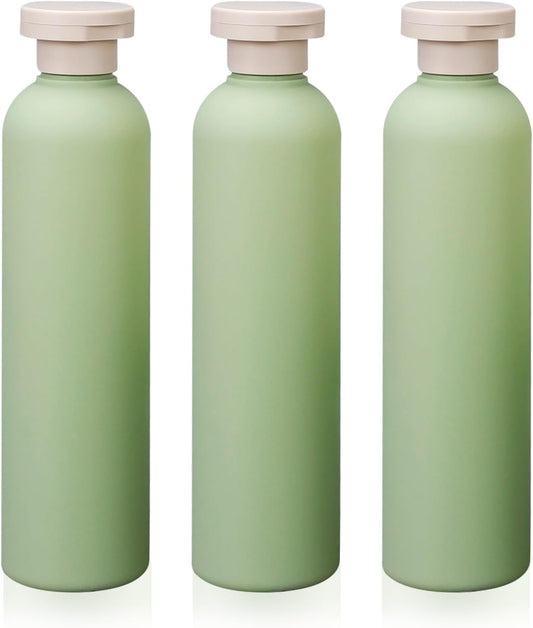 3Pcs 8.8oz Flip Top Squeeze Bottles,Reusable and Refillable Leak Proof Travel Bottles,For Lotions,Facial Creams,Shampoos,Hair Conditioner (Green)
