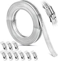 Hose Clamp, DIY 20 FT Metal Strapping with Holes + 9 Fasteners, Hose Clamps Stainless Steel, Large Adjustable Worm Gear Hose Clamps Pipe Clamps Band Clamp for Pipe Automotive Mechanical Applications