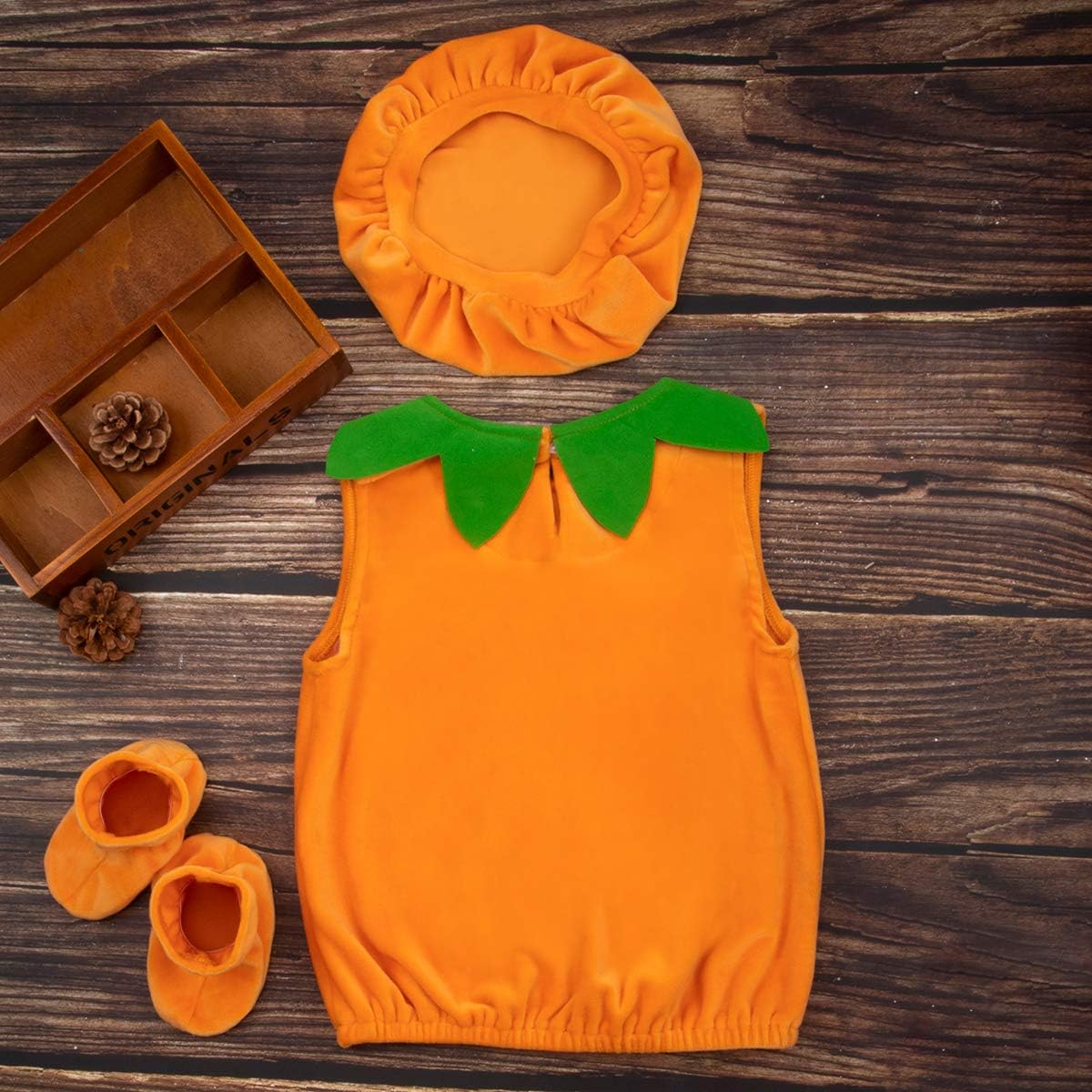 Toddler Baby Girl Boy Halloween Pumpkin Costume Sleeveless Tee Top with Hat Outfits