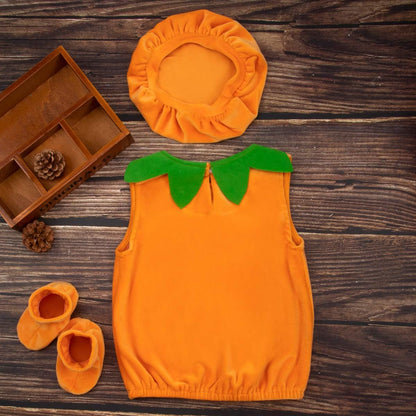 Toddler Baby Girl Boy Halloween Pumpkin Costume Sleeveless Tee Top with Hat Outfits